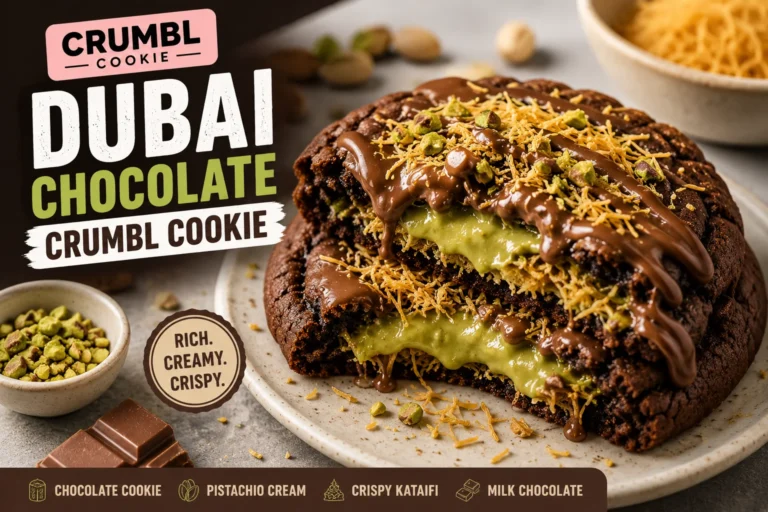 Dubai Chocolate Crumbl Cookie